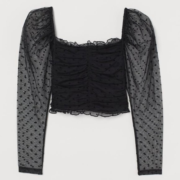 Puff Sleeves mesh crop top - Picture 4 of 7